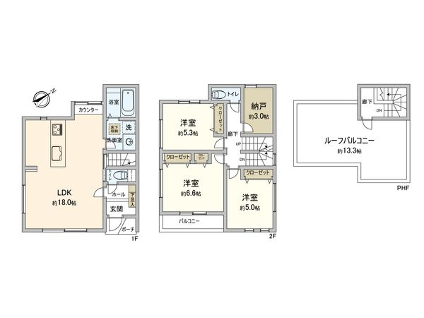 鵜野森3丁目 新築戸建 6号棟 間取図(平面図) 鵜野森3丁目 新築戸建 6号棟 間取図(平面図)