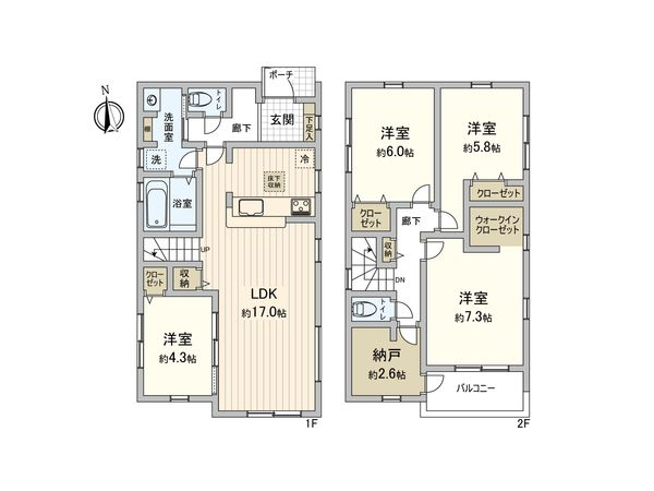 図師町 新築戸建 2号棟 間取図(平面図) 図師町 新築戸建 2号棟 間取図(平面図)