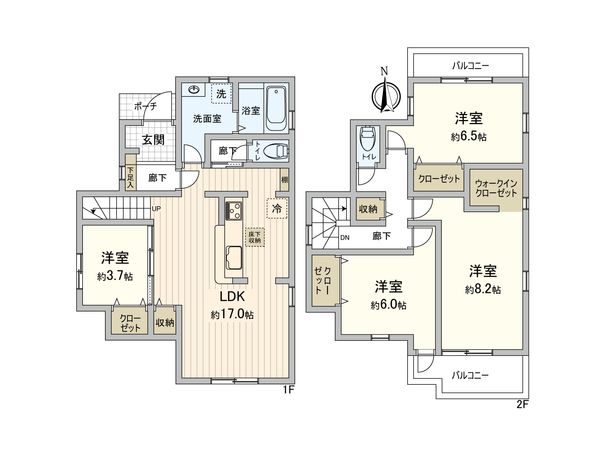 図師町 新築戸建 4号棟 間取図(平面図) 図師町 新築戸建 4号棟 間取図(平面図)