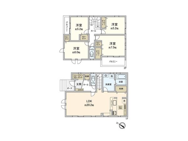相模原市中央区並木3丁目 新築戸建 間取図(平面図) 相模原市中央区並木3丁目 新築戸建 間取図(平面図)