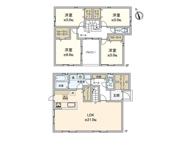 町田市金井ヶ丘3丁目 新築戸建 間取図(平面図) 町田市金井ヶ丘3丁目 新築戸建 間取図(平面図)