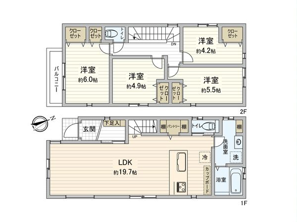 玉川学園2丁目 新築戸建 2号棟 間取図(平面図) 玉川学園2丁目 新築戸建 2号棟 間取図(平面図)