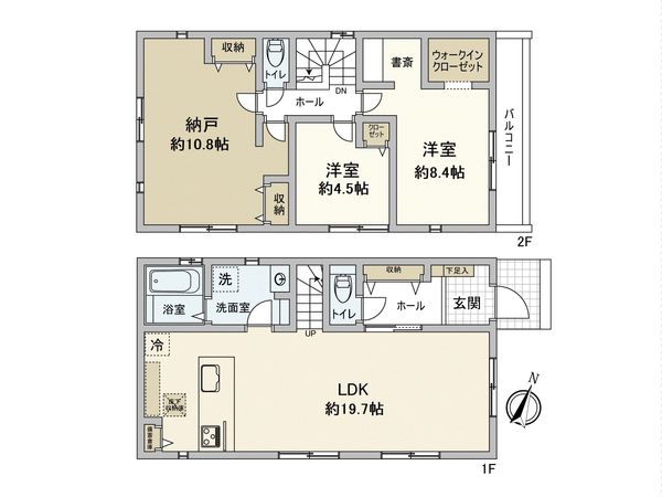 金井1丁目 新築戸建 2号棟 間取図(平面図) 金井1丁目 新築戸建 2号棟 間取図(平面図)