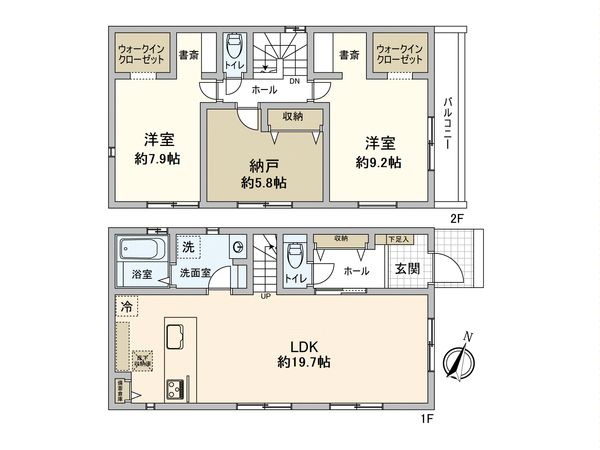 金井1丁目 新築戸建 1号棟 間取図(平面図) 金井1丁目 新築戸建 1号棟 間取図(平面図)