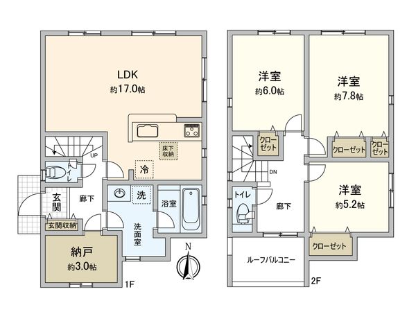 山崎町 新築戸建 1号棟 間取図(平面図) 山崎町 新築戸建 1号棟 間取図(平面図)