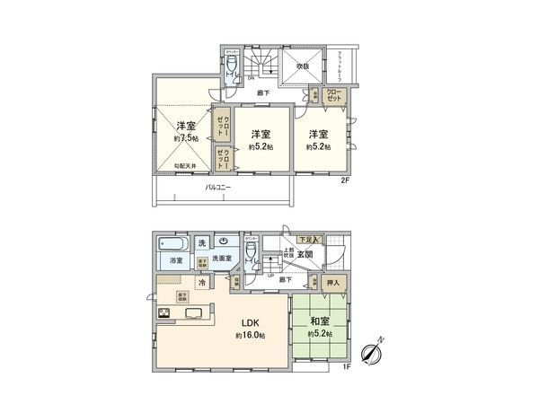 木曽東1丁目 新築戸建2号棟 間取図(平面図) 木曽東1丁目 新築戸建2号棟 間取図(平面図)