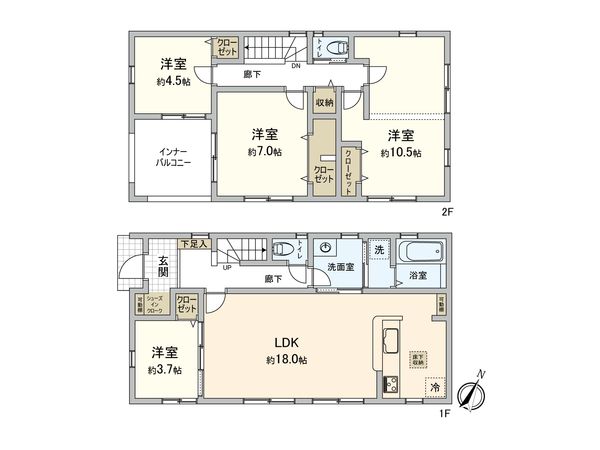 金井5丁目 新築戸建1号棟 間取図(平面図) 金井5丁目 新築戸建1号棟 間取図(平面図)