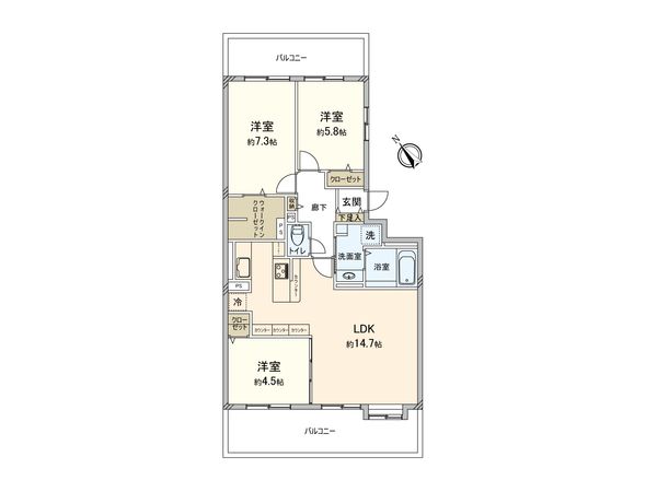クリオ淵野辺六番館 間取図(平面図) クリオ淵野辺六番館 間取図(平面図)