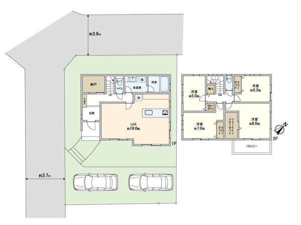 平尾2丁目建築条件付き土地 建物プラン例 (間取り図) 平尾2丁目建築条件付き土地 建物プラン例 (間取り図)