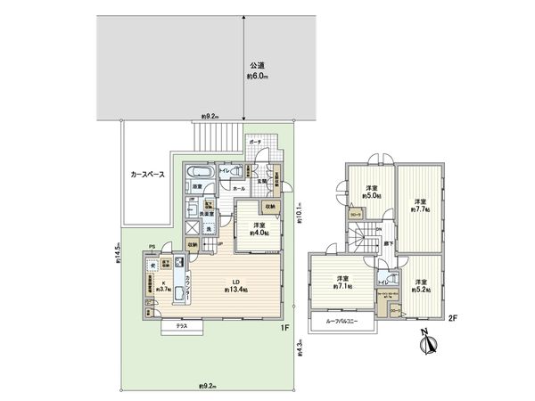 平尾4丁目 戸建 ~ファインコート~ 間取図(平面図) 平尾4丁目 戸建 ~ファインコート~ 間取図(平面図)