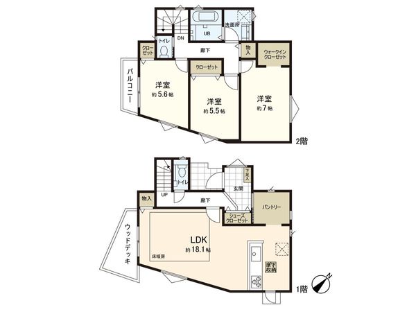 千代ヶ丘Ⅱ期 戸建 5号棟 間取図(平面図)