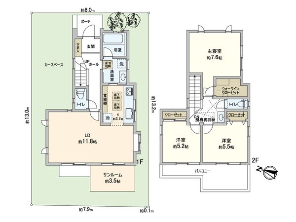 細山6丁目 戸建 間取図(平面図) 細山6丁目 戸建 間取図(平面図)