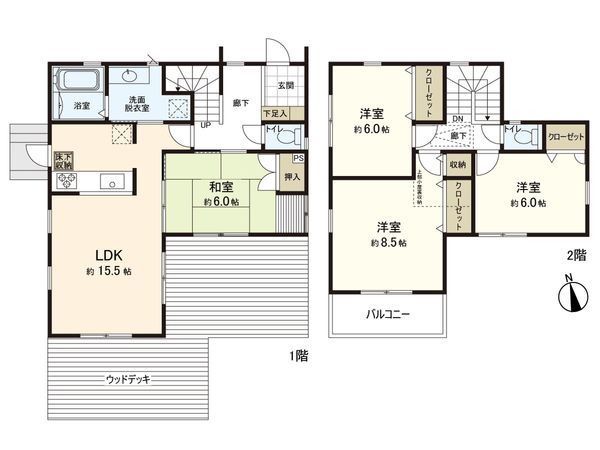 王禅寺東2丁目 戸建 間取図(平面図) 王禅寺東2丁目 戸建 間取図(平面図)