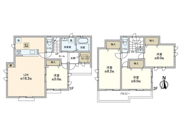 三輪緑山4丁目 新築戸建 M号棟 間取図(平面図) 三輪緑山4丁目 新築戸建 M号棟 間取図(平面図)