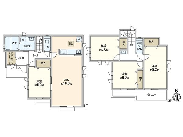 三輪緑山4丁目 新築戸建 N号棟 間取図(平面図) 三輪緑山4丁目 新築戸建 N号棟 間取図(平面図)