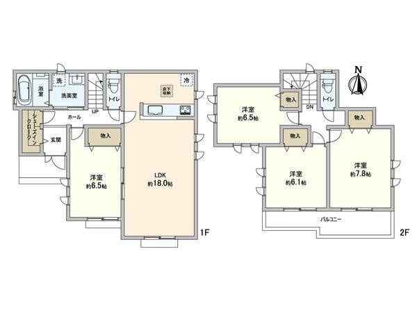 三輪緑山4丁目 新築戸建 O号棟 間取図(平面図) 三輪緑山4丁目 新築戸建 O号棟 間取図(平面図)