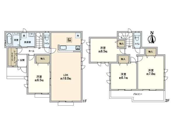三輪緑山4丁目 新築戸建 O号棟 間取図(平面図) 三輪緑山4丁目 新築戸建 O号棟 間取図(平面図)