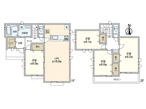 三輪緑山4丁目 新築戸建 P号棟 間取図(平面図) 三輪緑山4丁目 新築戸建 P号棟 間取図(平面図)