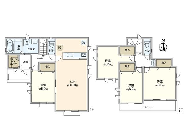 三輪緑山4丁目 新築戸建 Q号棟 間取図(平面図) 三輪緑山4丁目 新築戸建 Q号棟 間取図(平面図)