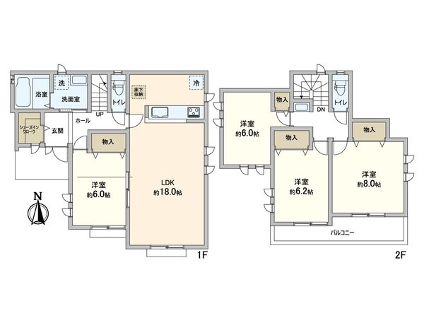 三輪緑山4丁目 新築戸建 V号棟 間取図(平面図) 三輪緑山4丁目 新築戸建 V号棟 間取図(平面図)