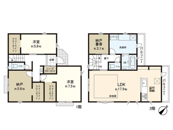 千代ヶ丘Ⅱ期 新築戸建 11号棟 間取図(平面図) 千代ヶ丘Ⅱ期 新築戸建 11号棟 間取図(平面図)