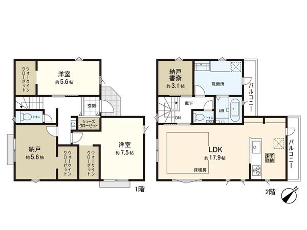 千代ヶ丘Ⅱ期 新築戸建 11号棟 間取図(平面図) 千代ヶ丘Ⅱ期 新築戸建 11号棟 間取図(平面図)