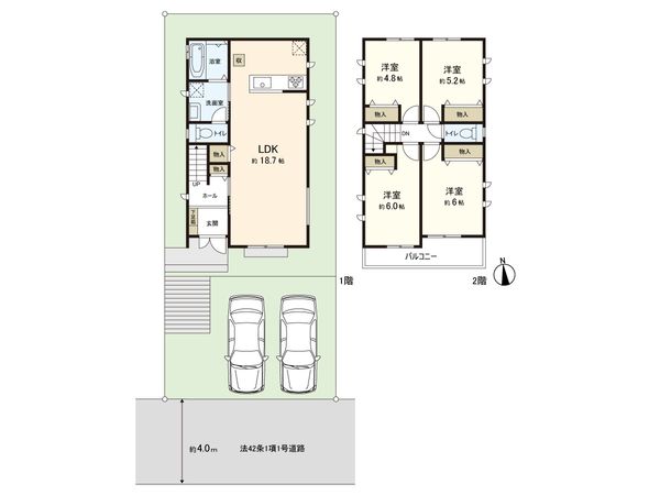 細山4丁目新築戸建 2号棟 間取図(平面図) 細山4丁目新築戸建 2号棟 間取図(平面図)