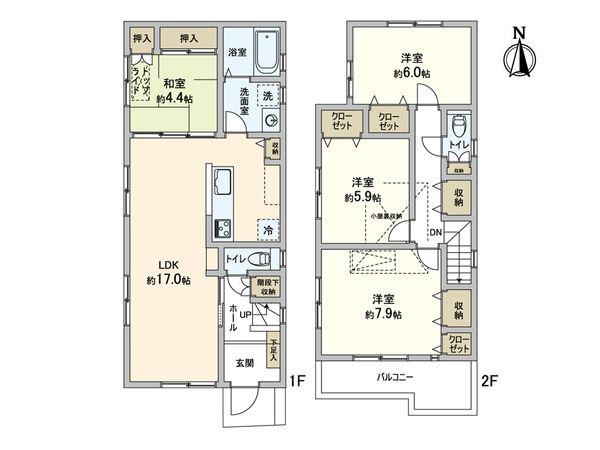 川崎市麻生区百合丘1丁目戸建 間取図(平面図) 川崎市麻生区百合丘1丁目戸建 間取図(平面図)