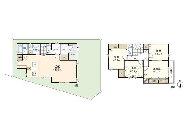 王禅寺西2丁目 新築戸建 2号棟 間取図(平面図) 王禅寺西2丁目 新築戸建 2号棟 間取図(平面図)