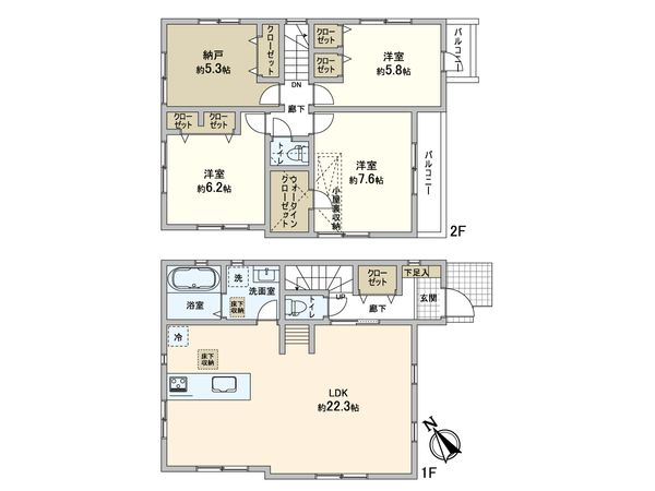 万福寺2丁目 新築戸建 3号棟 間取図(平面図)