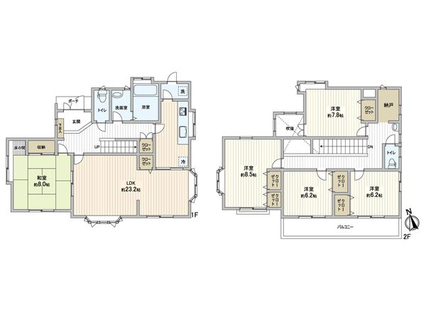 三輪緑山2丁目 中古戸建 間取図(平面図) 三輪緑山2丁目 中古戸建 間取図(平面図)