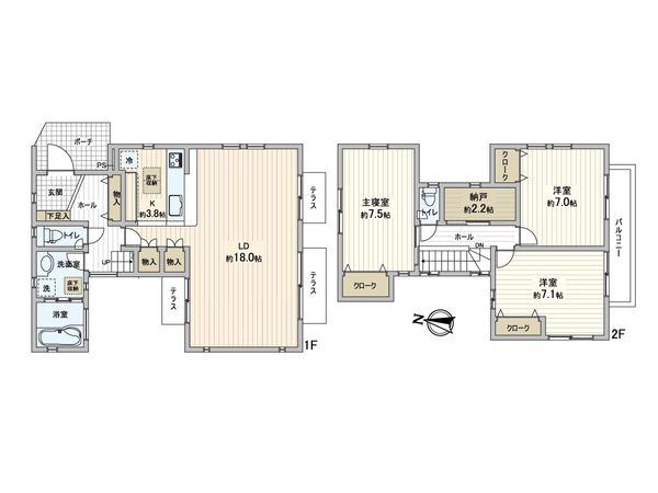 川崎市麻生区万福寺5丁目 中古戸建 間取図(平面図) 川崎市麻生区万福寺5丁目 中古戸建 間取図(平面図)