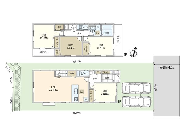 細山4丁目 新築戸建 2号棟 間取図(平面図) 細山4丁目 新築戸建 2号棟 間取図(平面図)