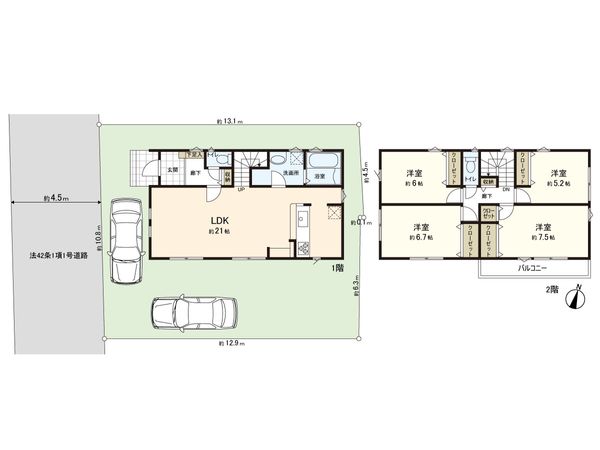 上麻生7丁目 新築戸建 間取図(平面図) 上麻生7丁目 新築戸建 間取図(平面図)