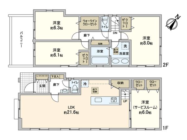 千代ヶ丘3丁目 新築戸建 2号棟 間取図(平面図) 千代ヶ丘3丁目 新築戸建 2号棟 間取図(平面図)
