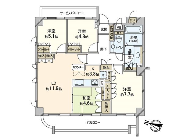 小田急コアロード新百合ケ丘南 壱番館 間取図(平面図)