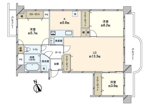 新ゆりグリーンタウンさつき街区 2号棟 間取図(平面図) 新ゆりグリーンタウンさつき街区 2号棟 間取図(平面図)