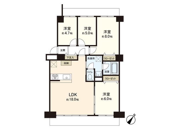 新ゆりグリーンタウンアカシア街区 1号棟 間取図(平面図) 新ゆりグリーンタウンアカシア街区 1号棟 間取図(平面図)