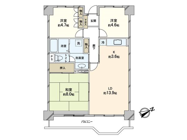 新ゆりグリーンタウンさつき街区 1号棟 間取図(平面図) 新ゆりグリーンタウンさつき街区 1号棟 間取図(平面図)