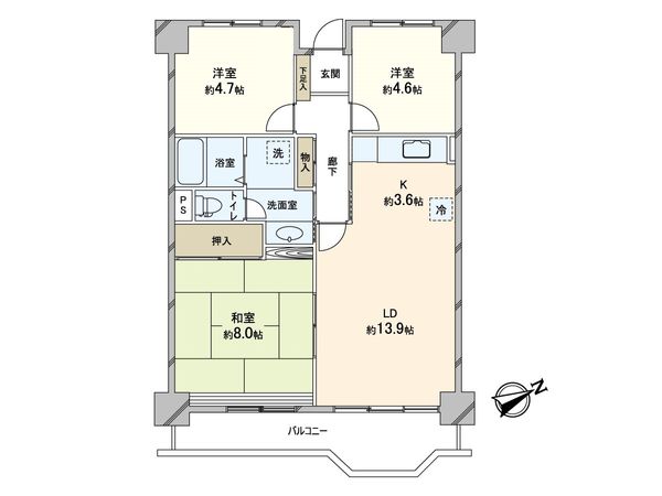 新ゆりグリーンタウンさつき街区 1号棟 間取図(平面図) 新ゆりグリーンタウンさつき街区 1号棟 間取図(平面図)