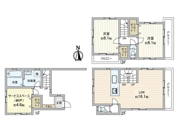 多摩区登戸(土地)1区画 建物プラン例 (間取り図) 多摩区登戸(土地)1区画 建物プラン例 (間取り図)