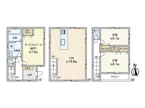 多摩区登戸(土地)2区画 建物プラン例 (間取り図) 多摩区登戸(土地)2区画 建物プラン例 (間取り図)