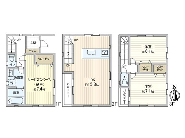 多摩区登戸(土地)4区画 建物プラン例 (間取り図) 多摩区登戸(土地)4区画 建物プラン例 (間取り図)
