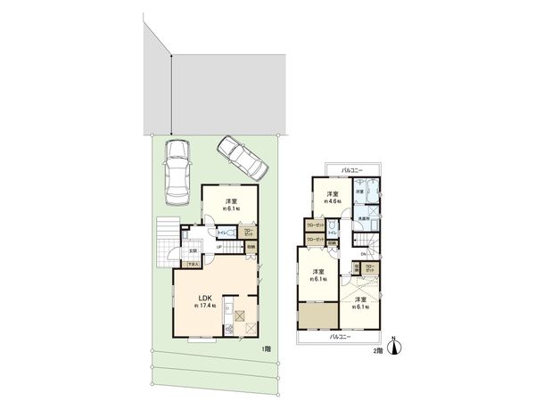 南生田1丁目 新築戸建(2号棟) 間取図(平面図) 南生田1丁目 新築戸建(2号棟) 間取図(平面図)