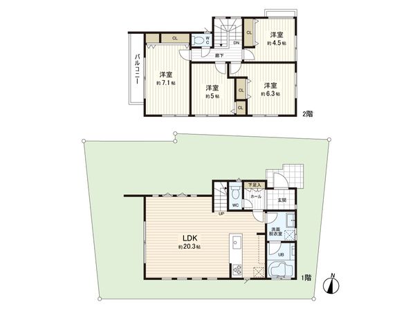長尾7丁目 戸建 間取図(平面図) 長尾7丁目 戸建 間取図(平面図)
