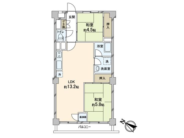 シャンボール読売ランド前 A棟 間取図(平面図)
