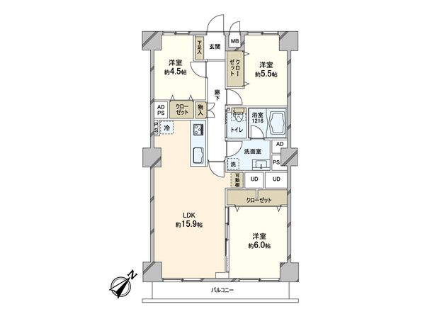 登戸ハイデンス 間取図(平面図) 間取図(平面図)