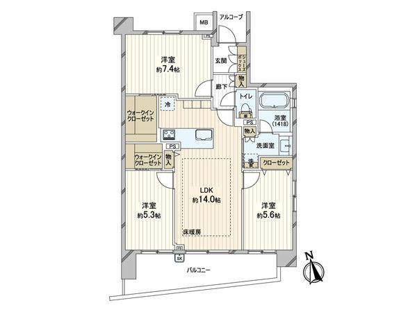 多摩川テラス 間取図(平面図) 間取図(平面図)