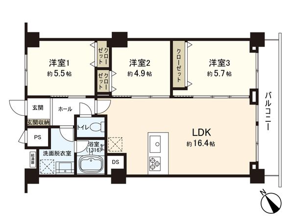サニーハイツ向ヶ丘 間取図(平面図)