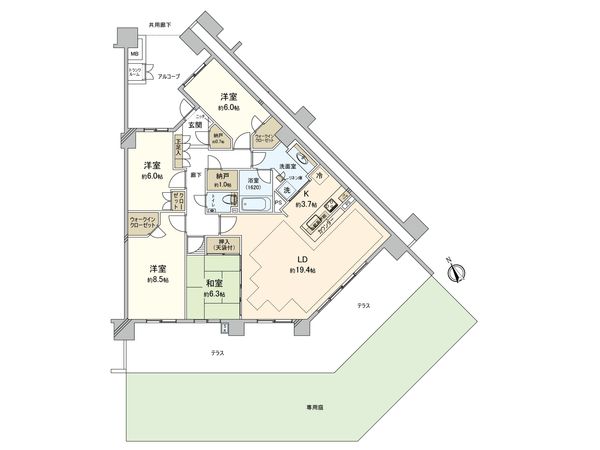 クレヴィア京王堀之内パークナードⅠ 3番街 間取図(平面図)